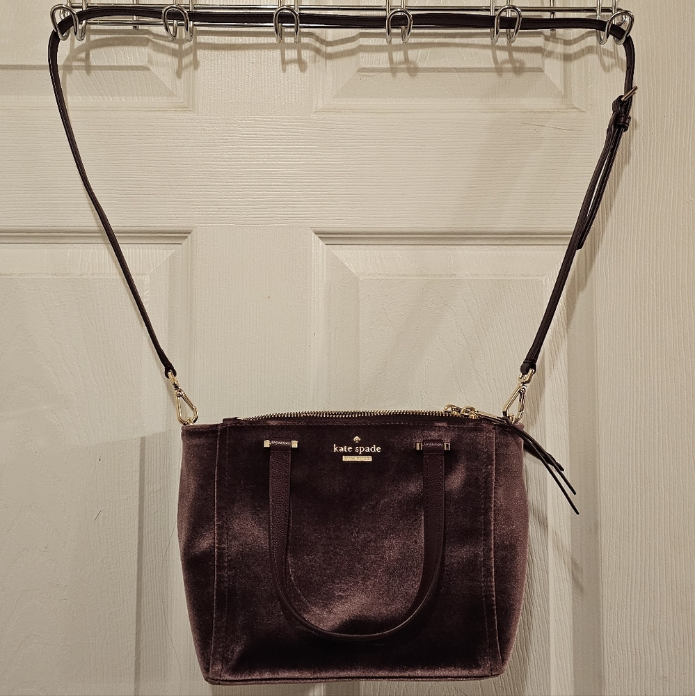 Kate Spade EUC Velvet Mini Kona Satchel Crossbody Bag in Purple
